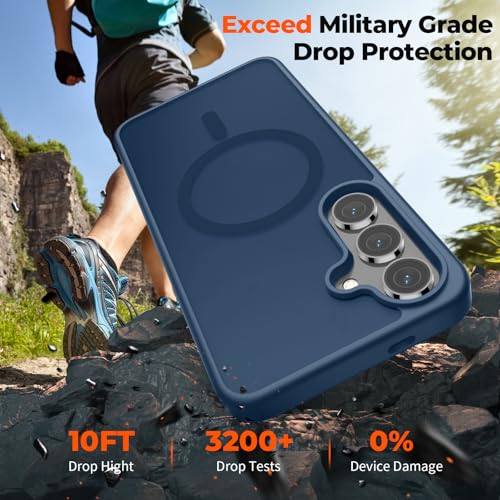 Image of SUPFINE Magnetic for Samsung Galaxy S24 Plus Case / S25 Plus Case with Screen Protector, (Built-in Magnets) (Military Grade Drop Protection) Slim Translucent Shockproof Phone Case,Sapphire Blue