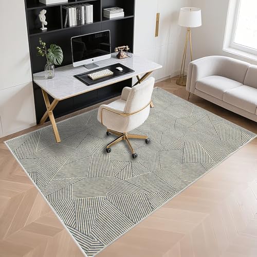 Bleu tapis grande taille rayures modernes : tapis chambre garçon - 5