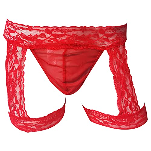 Men Pouch Underwear Boxer Briefs Sexy Lingerie for Men Sissy Panties Hipster Exotic Lace Bikini T-back Garter String