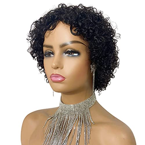 Short Curly Wigs For black Women Human Hair Brazilian Hair Wig for Middle Aged women Natural black full Machine Made Natural Curls Wig with Hair Bangs 8 inch (natural black) Short Curly Wigs For black Women Human Hair Brazilian Hair Wig for Middle Aged women Natural black full Machine Made Natural Curls Wig with Hair Bangs 8 inch (natural black)