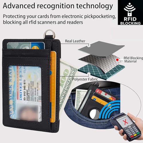 LinsCraft Slim Minimalist AirTag Card Wallet for Men & Women, Small Leather Front Pocket Wallet with AirTag Holder, RFID Blocking, Credit Card Holder4