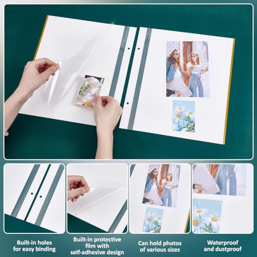 BENECREAT, 15 páginas autoadhesivas para álbum de fotos blanco, tamaño grande 12,4 x 10,6 pulgadas, recambio para scrapbook con agujeros preperforados para libros de recuerdos de bodas y exhibición de fotos miniatura 3