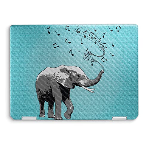 Image of MightySkins Carbon Fiber Skin Compatible with HP Spectre x360 14 inch (2022) Full Wrap Kit - Musical Elephant | Protective, Durable Textured Carbon Fiber Finish | Easy to Apply | Made in The USA