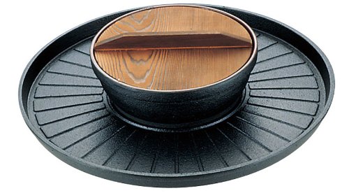 Amazon｜三和精機製作所 焼きしゃぶ鍋 B-35 鉄鋳物 天然木 日本 QSY51