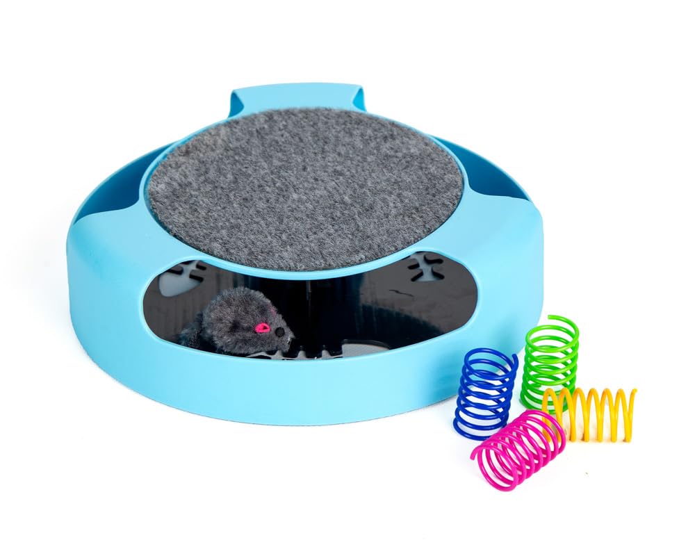 JoyPatas | Juguetes para Gatos- Juguete Gato- Juguetes interactivos para Gatos- ¡Diversión cazando el ratón! El Regalo Que Todos aman- con Juguete Extra de Regalo, Medidas: 25.5cm x 6.5cm (Azul)