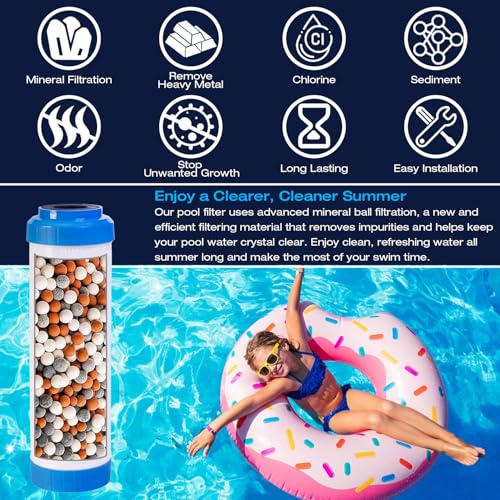 Image of H&G lifestyles 10 x 2.5 Replacement Water Filter Cartridge for Pools - KDF, GAC, Silver & Iron Removal Resin -Removes Iron Heavy Metal Odor Improve Water Taste
