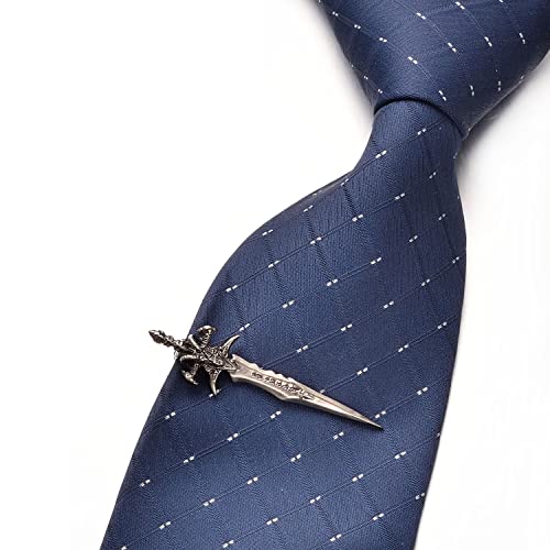 Image of 2Pcs Tie Clip Set for Men Unique Silver Gold Black Tie Clip Personalized Tie Bar Clip Fathers Day Birthday Wedding Jewelry