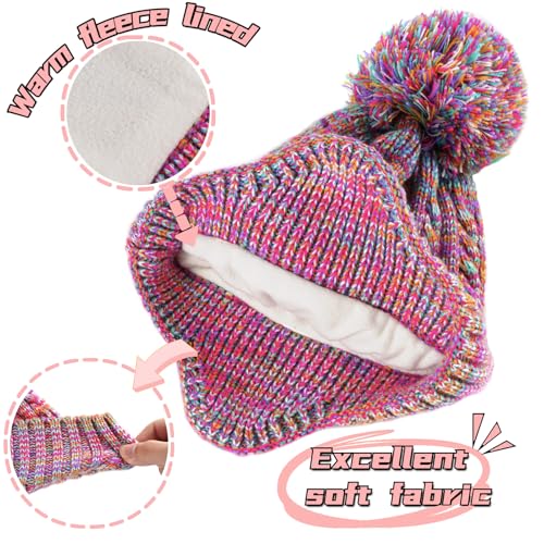 Kids Winter Beanie Knitted Hats for Girls Boys,2-12 Years Warm Soft Fleece Cute Stocking Cap for Children4