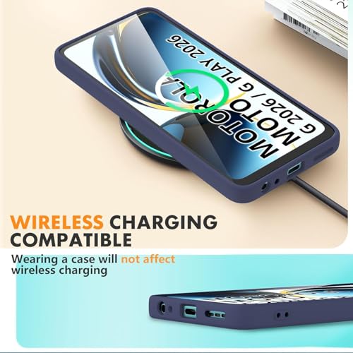 Image of DIZORO Microfiber Candy Case for Motorola G57 Power 5G Smooth Touch Cushion Liquid Soft Silicone Gel Rubber Phone Cases Non-Slip Full Body Protective Shockproof Back Cover -Navy