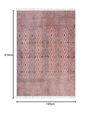 Tapis fait à la main 100 % coton géométrique bohème 120x210 cm