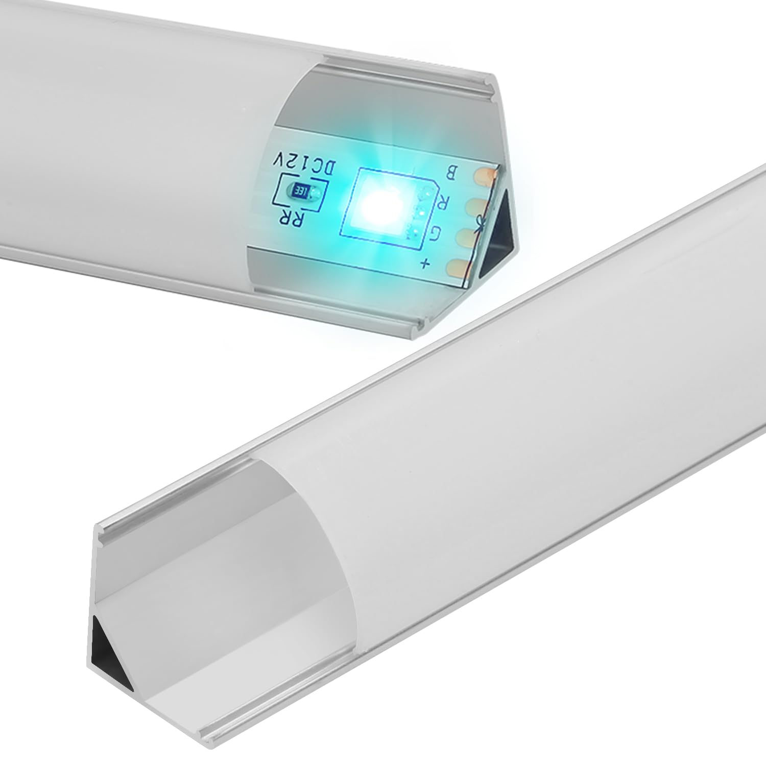 Sonnewelt Profil aluminiowy LED w kształcie litery V, 1 m, 20 sztuk do taśm LED do 11 mm, z osłoną, zaślepkami i klipsami montażowymi do taśm LED i taśm LED