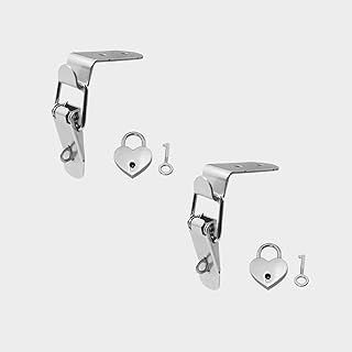 YHXiXi 2PCS Cabinet Trunk Trailer Tool Box Door Hood Locks Stainless Steel 90-Degree Hasps Closet Case Chest Barn Crate Latches with 2 Heart Key Locks