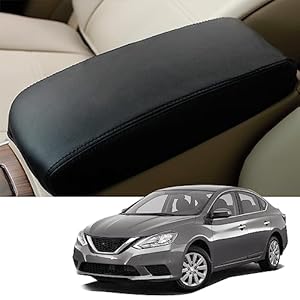 Blazeray Automotive Center Console Cover for Nissan Altima 2013-2018 Leather Waterproof Anti-Scratch Car Armrest Cover Seat Box Protector Car Interior Accessories(Black+Black Stitches)