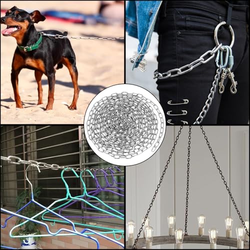 Edelstahlkette Meterware, 5M Metallkette Stahlkette, 1,5mm Gliederkette, Kettenglieder, Verlängerungskette Edelstahl Ketten zum Aufhängen für Hundekette Ankerkette Wäschekette Schwenkkette