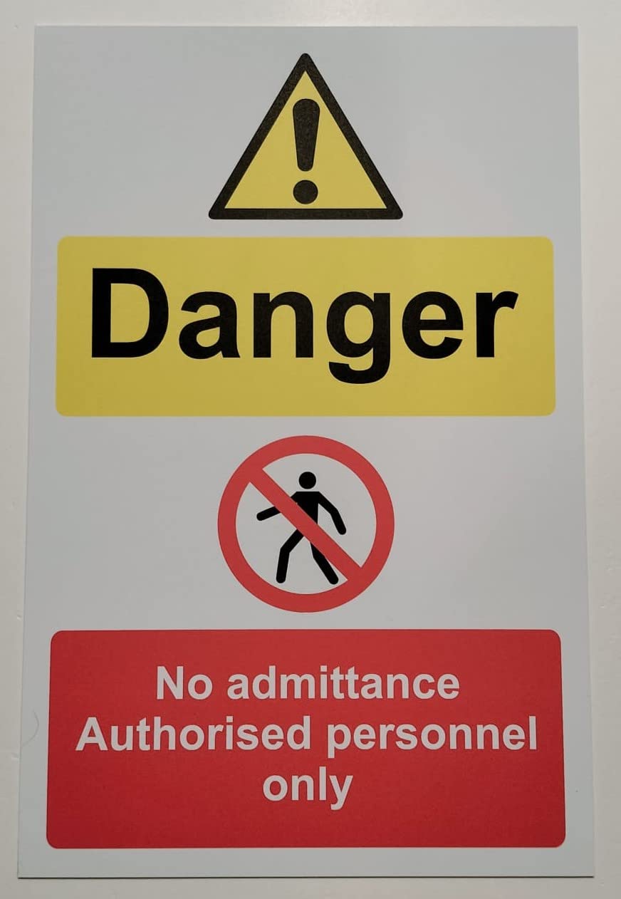Kpcm Display Ltd Danger No Admittance Authorised Personnel Only Safety Sign - 3Mm Aluminium Sign (300Mm X 200Mm)
