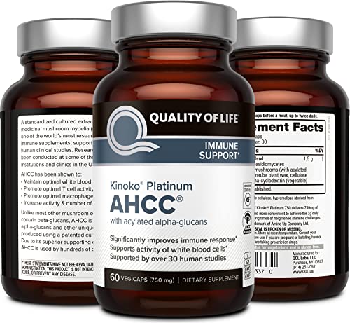 image for Quality of Life Premium Kinoko Platinum AHCC Herbal Supplement, 750mg 
