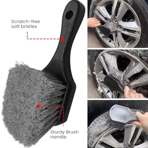 Image of STHIRA 15cm Wide Car Tire Cleaning Brush Hard Nylon Bristles Rim Scrubber Handheld Car Wheel Cleaning Brush for Tires, Rims, Hubcaps & Car Exterior, Deep Cleans & Restores Shine Tyre Brush
