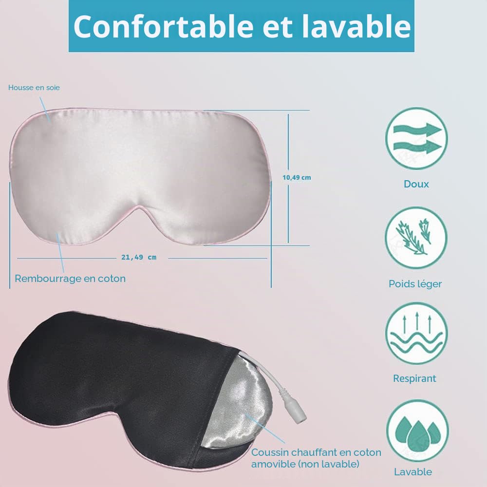 Masque Yeux Chauffant, PJYU Masque pour les Yeux pour Sécheresse Oculaire, Compresse Chaude Yeux Parfaits pour les Yeux Gonflés, les Orgelets et le Traitement de la Blepharite (Rose)