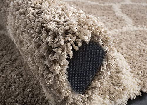 Image of Shaggy Carpet for Home 8X11 FEET Ultra-Soft, Thick, and Stylish Shag Texture Ideal for Living Room, Bedroom, or Office - Easy to Clean and Perfect - Ivory Beige MORACCAN,