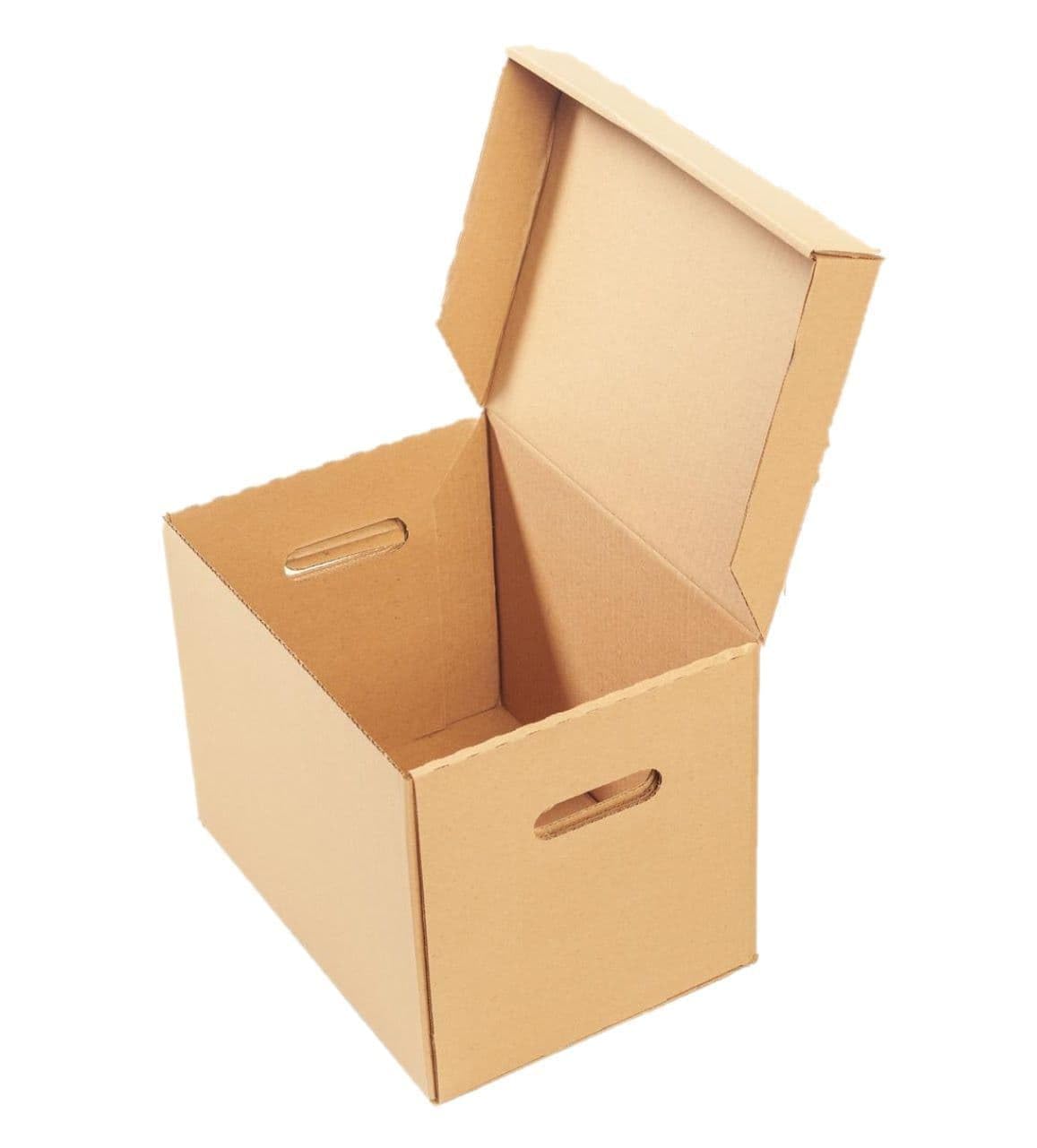 UKPSOLTD 5 x A4 C4 Size Cardboard Archive Bankers Boxes - One Piece With Flip Lid - 395 x 310 x 255mm Size - Flat Packed Home Office Corrugated Storage Cartons