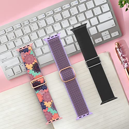 Image of Delidigi Stretchy Bands Compatible for Apple Watch Band Women 40mm 38mm 41mm 42mm 44mm 45mm 46mm 49mm, Nylon Braided Straps for iWatch Series 11 10 9 8 7 6 SE 5 4 3 Ultra 3 2 1