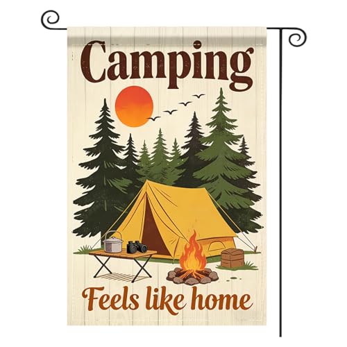 Image of Nuxovilar Camping Flag Fire Pit Garden Flag 12x18 Inches Polyester