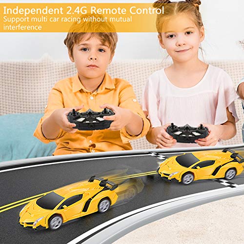 FIGROL Transform RC Racing Car, Upgraded 2020 Independent 2.4G Remote Control Robot Deformation Car Toy for Children RC Racing,with One Button Transformation & 360°Rotating Drifting - Thumbnail 2