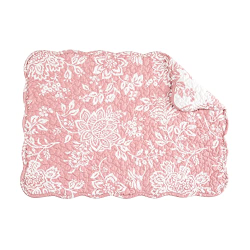 Image of Thea Vintage Pink Flowers 100% Cotton Set of 6 Placemats, 13 inch x 19 inch