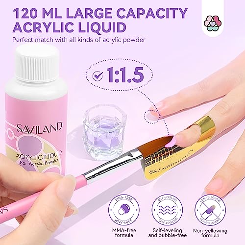 SAVILAND Acrylic Nail Kit with Everything for Beginners: Acrylic Powder and Liquid Set with Gel Nail Polish Nail Lamp Base & Top Gel Acrylic Nail Brush Professional Nail Kits Acrylic with Everything