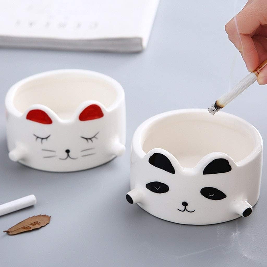Home Ashtray Cute Cat/Panda Ashtray,Ceramic Ash Holder,Creative,Indoor or Outdoor use,Decoration,Ashtray for Cigarettes Cigars,Gift,Black Household ashtrays(A) image 4