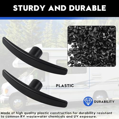 Image of T10036N RV Dump Valve Handle Replacement | Spiral-Reinforced RV Waste Valve Handle with Extended Grip, Compatible with Valterra Bladex 3 inch & 1.5 inch Waste Valves | 2-Piece Kit
