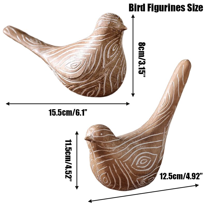 Figuritas de pájaro en resina tallada a mano, decoración hogar miniatura 2