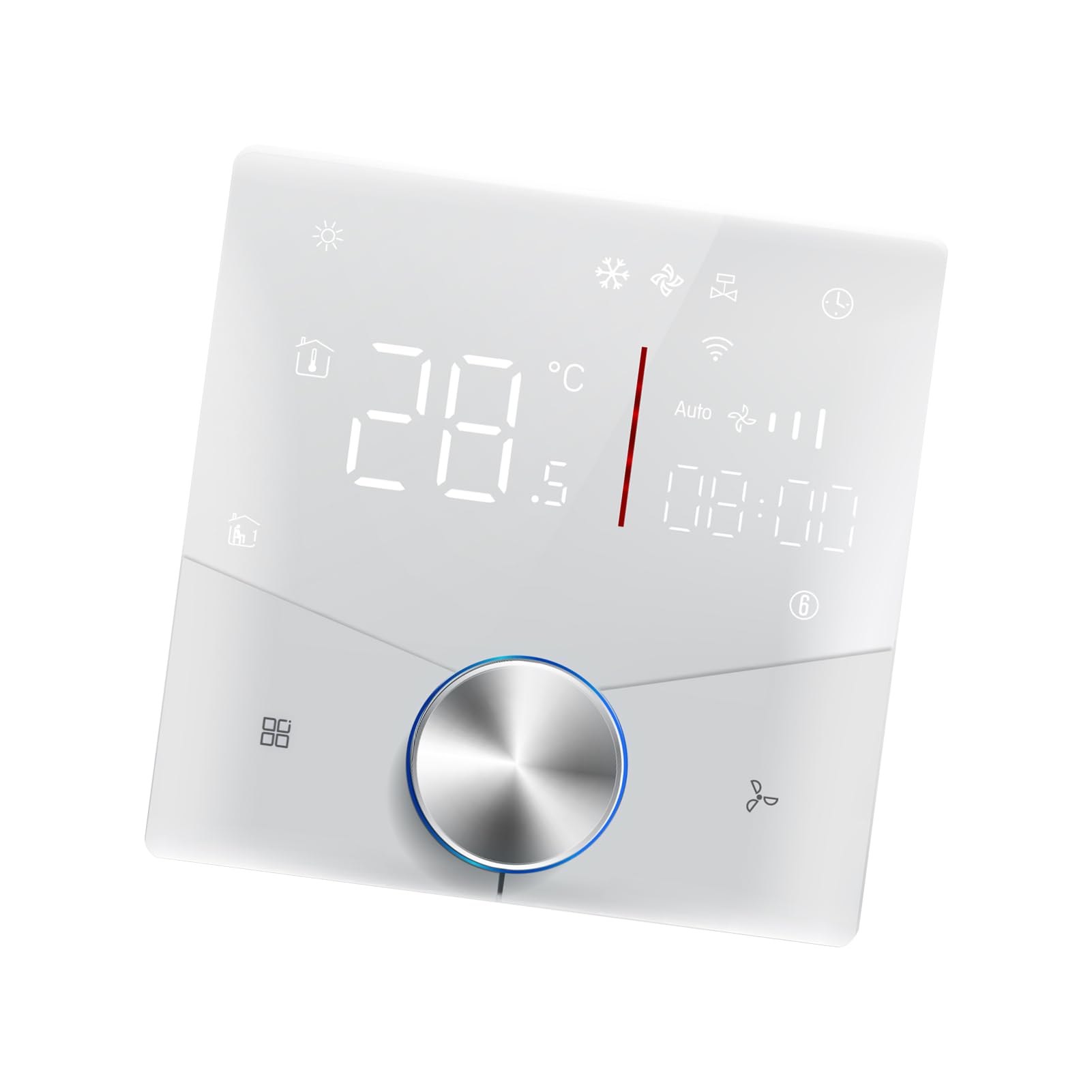 Cocoarm Termostat Wi-Fi ABS Dotykowy Sterownik Klimatyzatora 41 do 95F Programowalny 2-rurowy Regulator Temperatury AC z Wyświetlaczem LED do Systemów Centralnej Klimatyzacji (WHITE)