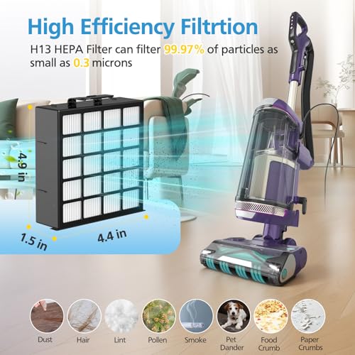 AZ4002 Replacement Filters Compatible with Shark POWERDETECT Upright Vacuum Cleaner AZ4002 AZ4000 AZ4000C AZ4002W, 2 HEPA Filters and 4 Foam & Felt Filters