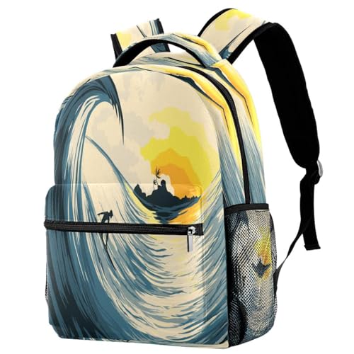 Sac à dos d'école fille et garçon motif surf pour voyage 40cm