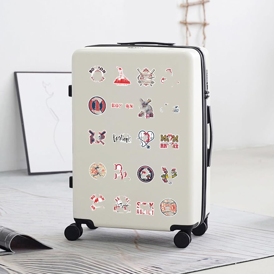 Image of 50 PCS Boston City American Vinyl Red Sox Stickers Pack Baseball Stickers for Water Bottle, Laptop, Bicycle, Computer, Motorcycle, Travel Case, Car Decal Decoration Sticker