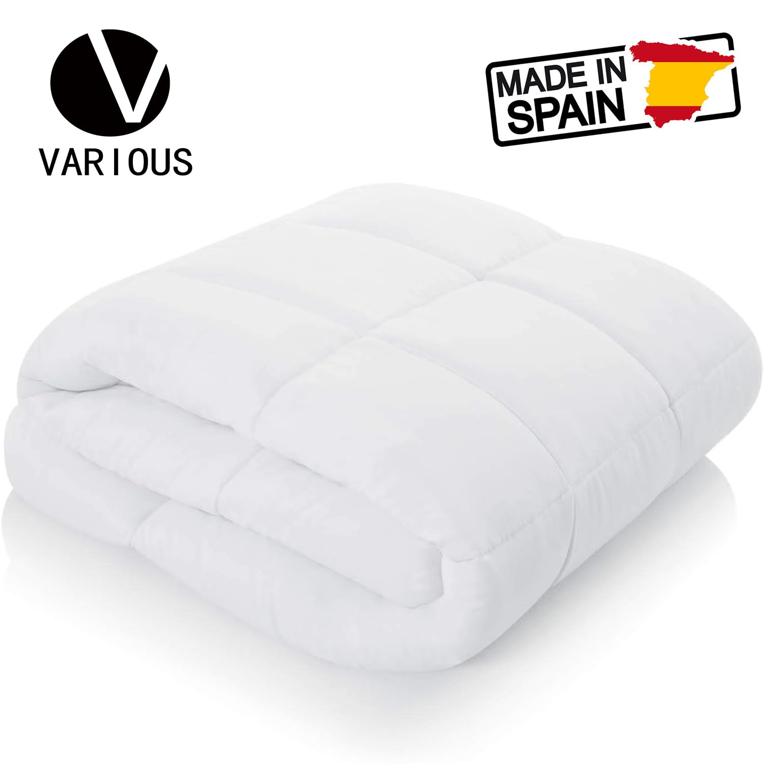various Relleno de Edredón y Nórdica de 400 Gramos, Fabricado en España con Fibras Vírgenes, Huecas y Siliconadas para Calidez y Comodidad Duraderas (260 x 240 cm)
