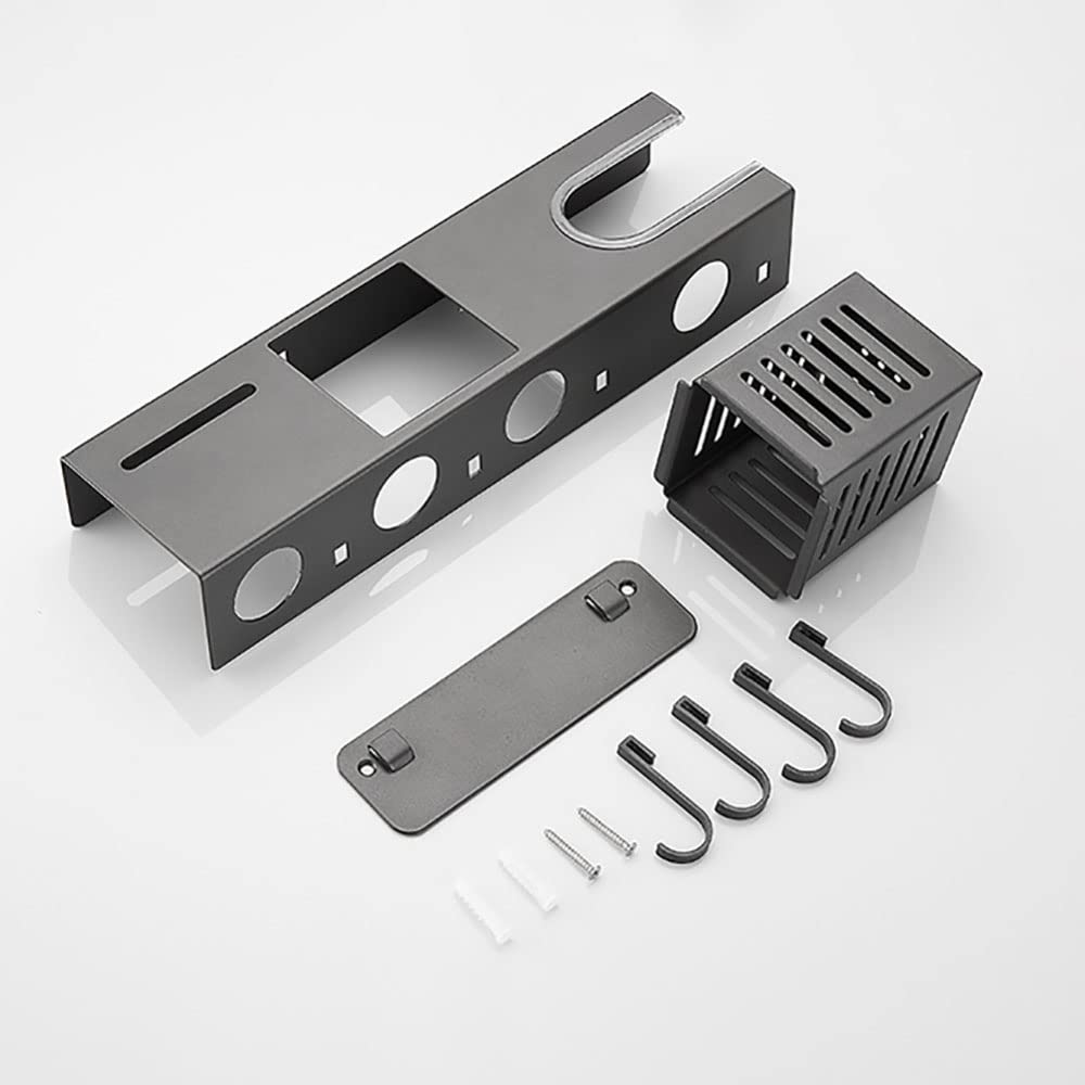 Soporte para secador de pelo Organizador de herramientas para el cuidado del cabello Soporte para secador de pelo Montaje en pared, Soporte multifuncional para herramientas de cuidado del cabe