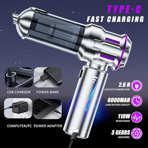 Image of Cordless Handheld Vacuum Cleaner, Rechargeable Mini Vacuum Cleaner, 16000Pa Handheld Portable Small Vacuum Cleaner with Multiple Nozzles, Dust Duster for Car, Home, Office, Pets
