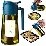 TrendPlain - Original 16oz/470ml Olive Oil Dispenser Bottle for Kitchen Gadgets and Air Fryer Accessories - Olive Oil Sprayer for Cooking w/Stickers - Navy