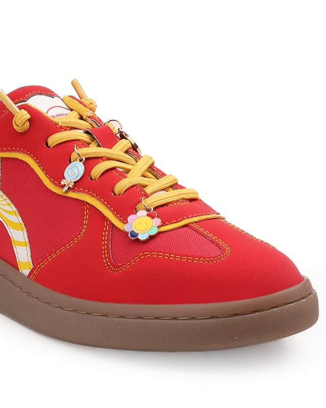 Image of Bacca Bucci Sugar Rush Women's Casual Sneakers | Lace-Up Low-Top | Mesh & Synthetic Upper | Playful Lace Charms | Grippy Rubber Cupsole | Walking