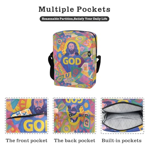 KLL Colorful Cartoon God Fashion messenger bags for women Vegan Leather mens crossbody bag small Casual Woman Handbag Shoulder Strap2