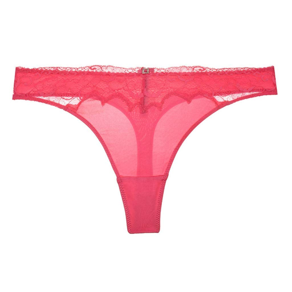 Sin marca Tanga de Encaje Sexy, algodón cómodo para Mujer, Cintura Baja, Calzoncillos Rojos (Talla: L)