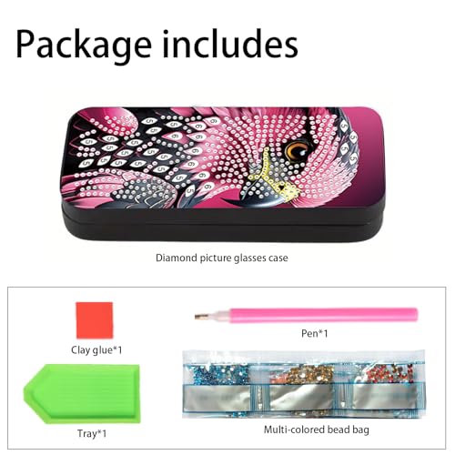 Image of 5D Diamond Painting Glasses Case for Adults, DIY Hawk Diamond Art Eyeglass Holder, Handmade Rhinestone Diamond Art Storage Box, Travel or Home Decor Craft Gift