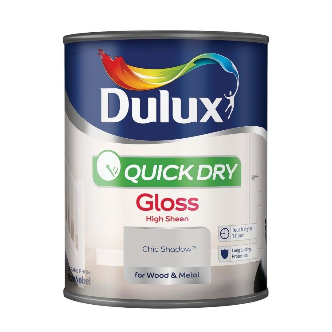 Chic Shadow Dry Gloss Paint 750ml | Interior Wood and Metal Paint | High Shine Durable Finish | Fast Drying Trim Paint for Doors Skirting Boards Radiators and Furniture