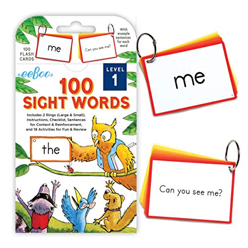eeBoo 100 Sight Words Flash Cards (Level 1)