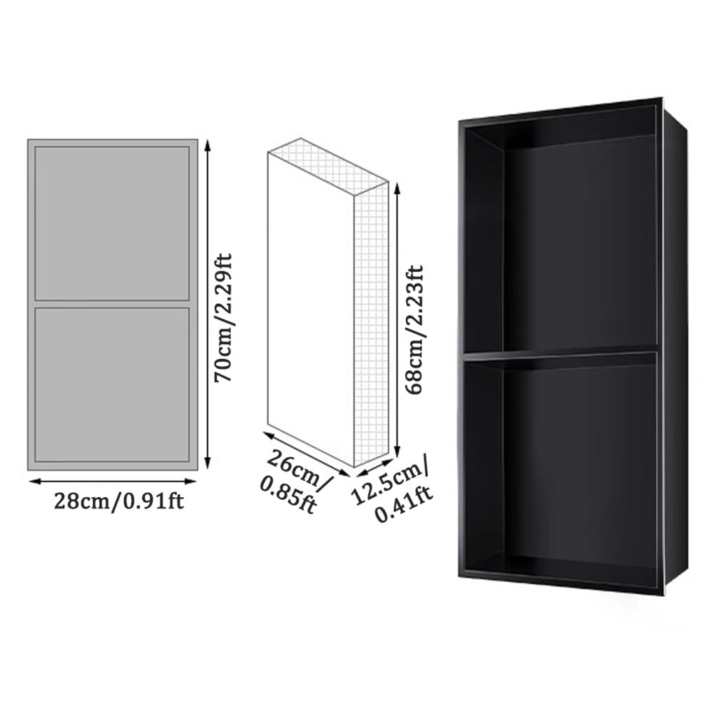 Mensola portaoggetti impermeabile in acciaio inox con luci, facile installazione per bagno, shampoo e articoli da toeletta, 24 x 37 cm