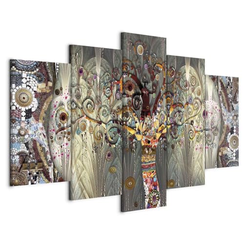 murando - Quadro Gustav Klimt Albero della Vita Astratto 200x100 cm 5 Pezzi - Stampa su tela XXL - Quadri Moderni Soggiorno Grandi - Pannelli Decorativi Arte Decorazione da Parete l-A-0005-b-n