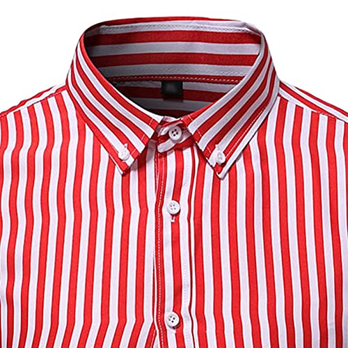 Men's Long Sleeve Spring Stripe Printed Shirt Thin Casual Slim Striped Shirt Fit Pinstriped Button Down Shirts3
