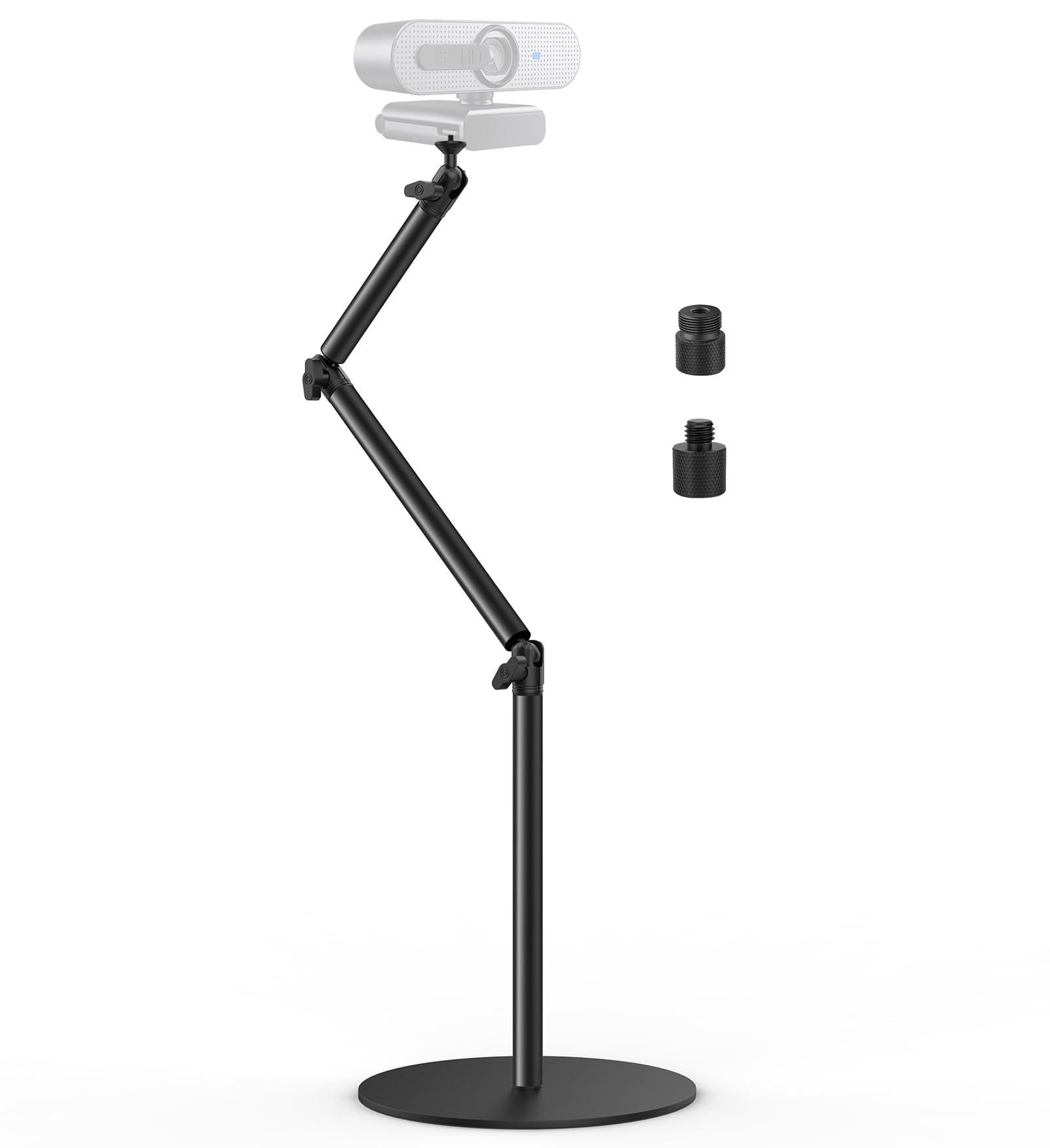 Supporto da scrivania con base rotonda per fotocamera, in alluminio, flessibile, monopiede, con vite da 1/4" 3/8" 5/8" per fotocamera DSLR, luce, webcam, live streaming, vlogging